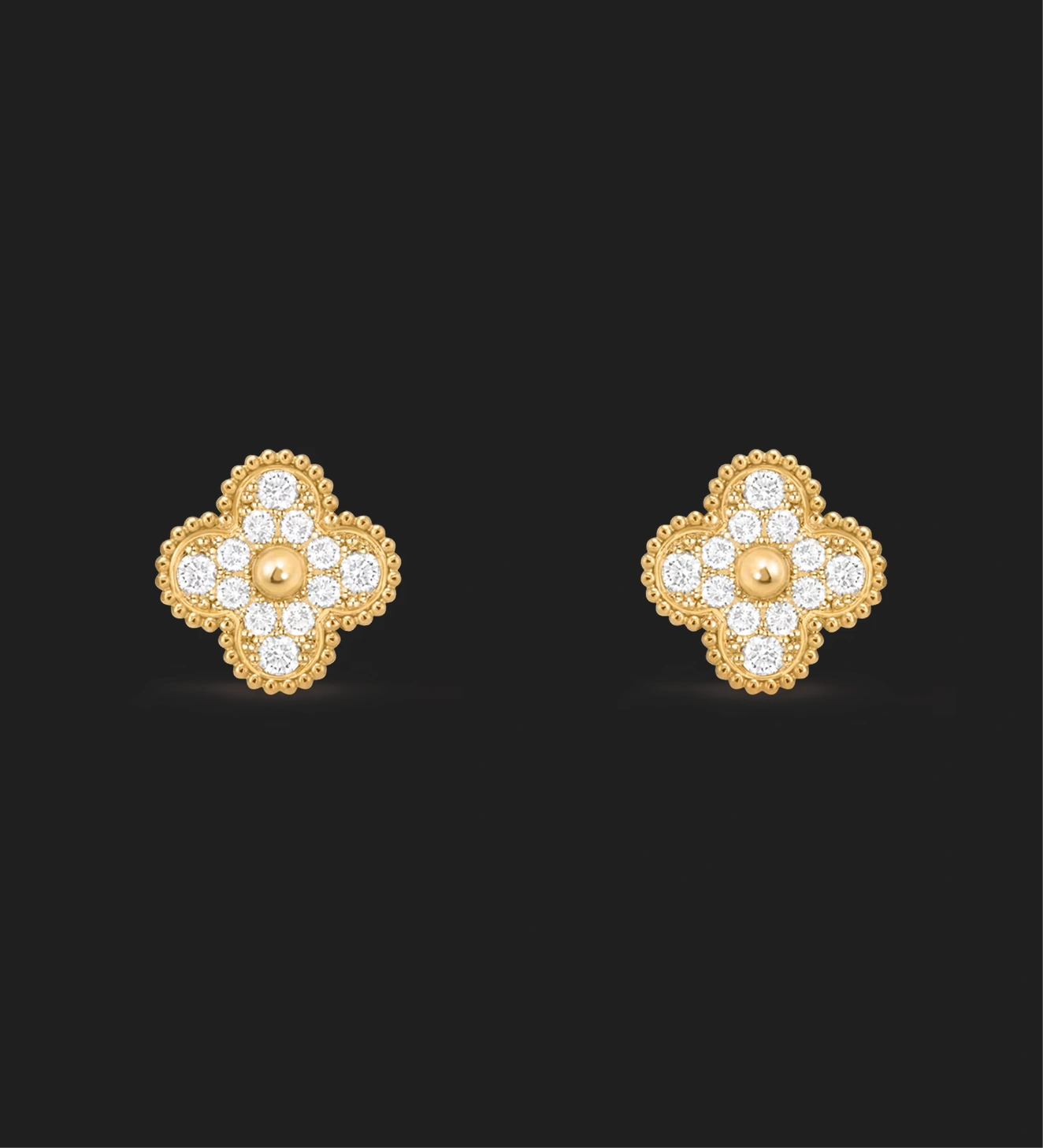 Frame 19 (5) Golden Clover Crystal Stud Earrings - Image 1