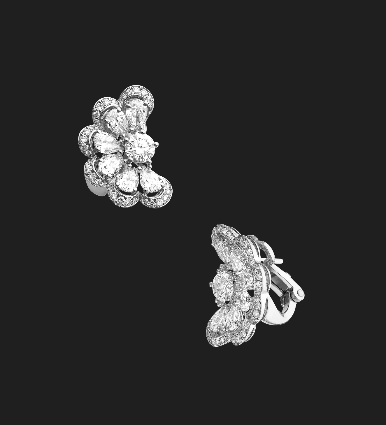 Frame 19 Floral Cluster Crystal Stud Earrings - Image 1