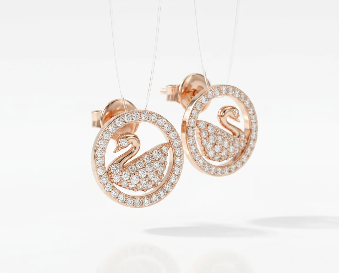 rendercad_main (16) Rose Orbit Crystal Stud Earrings - Image 1