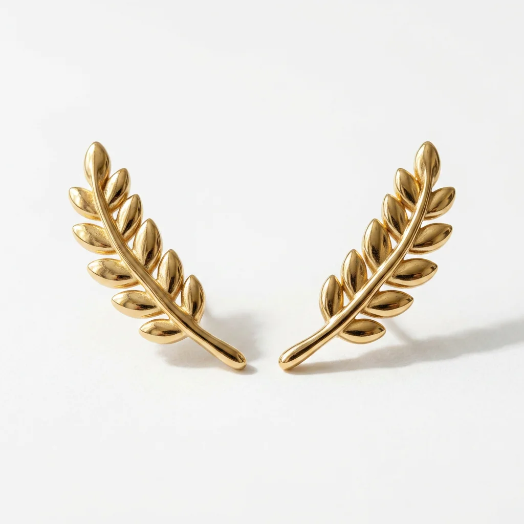 rendercad_main (19) (2) Olive Leaf Climber Earrings - Image 1